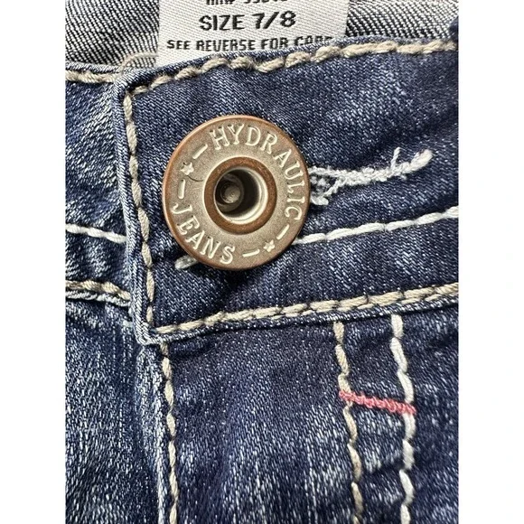 Hydraulic Bailey Crop Jeans Size 7/8 Denim Blue Stitching Women's Flip Pockets - Picture 6 of 6